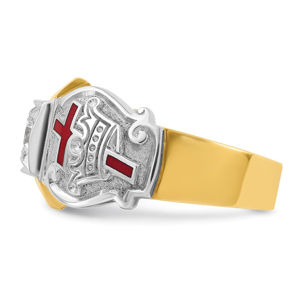IBGoodman 10k Two-tone Men's Polished and Textured Knights Templar Masonic Shriner's Ring Mounting