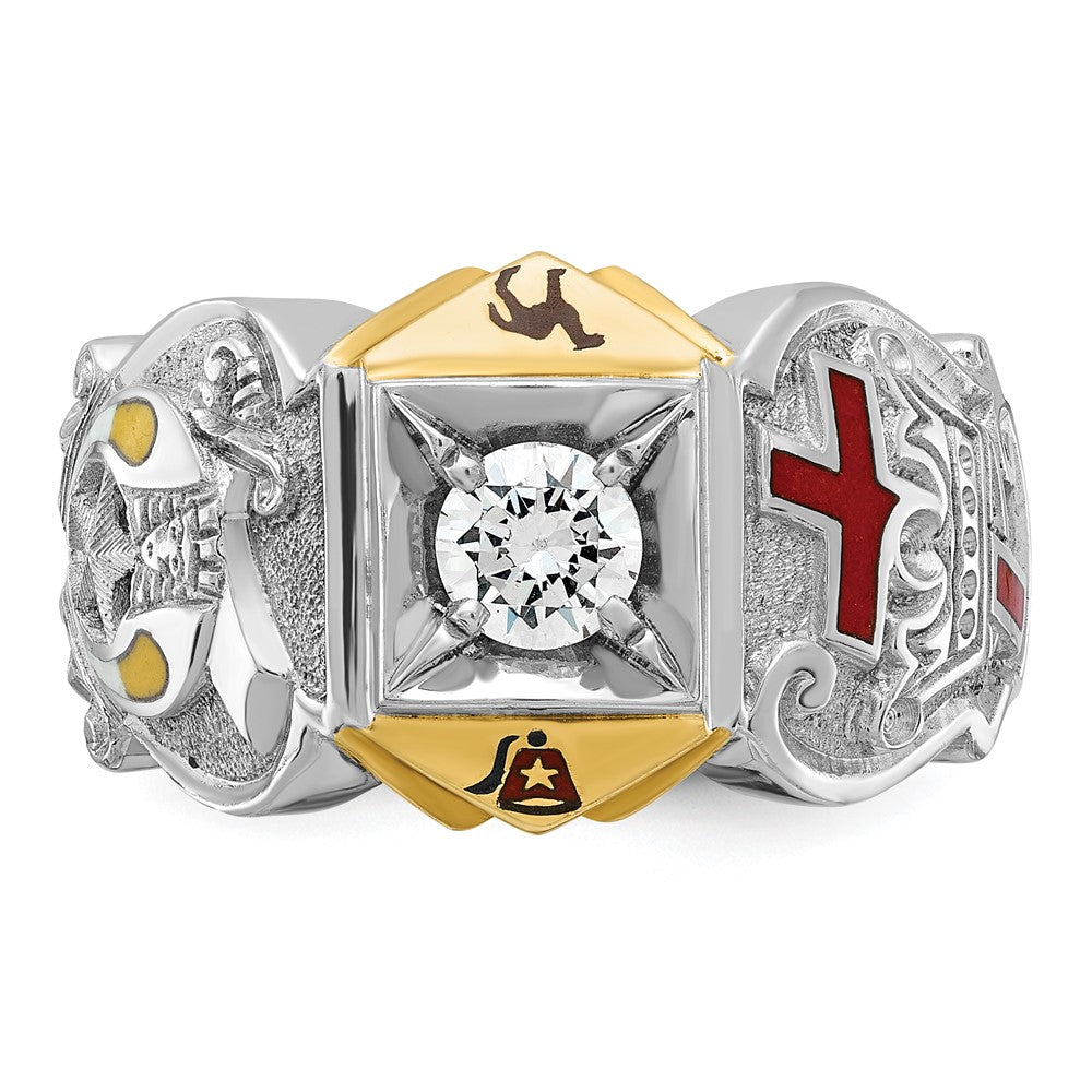 IBGoodman 10k Two-tone Men's Polished and Textured Knights Templar Masonic Shriner's Ring Mounting
