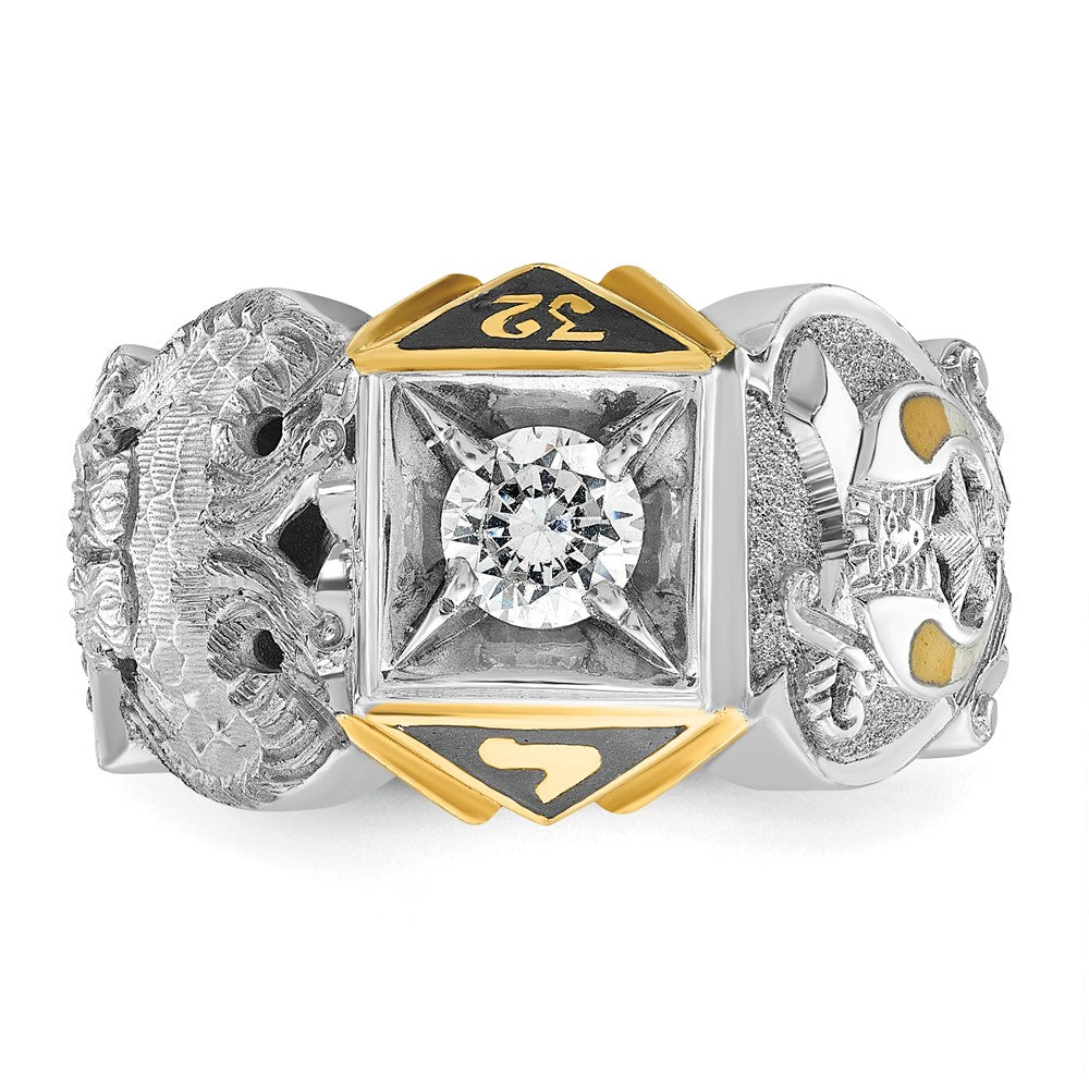 IBGoodman 14k Two-tone Men's Polished and Textured Double Eagle Masonic Shriner's Ring Mounting