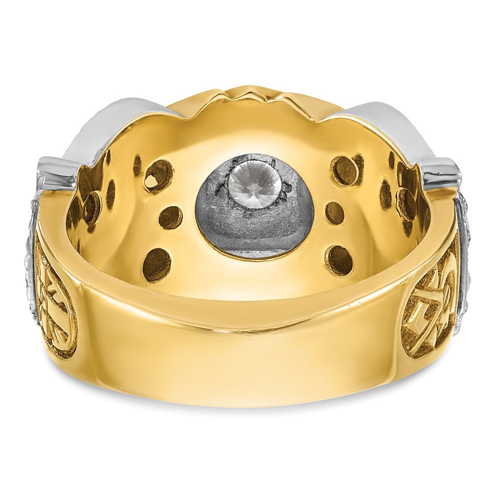 IBGoodman 14k Two-tone Men's Polished and Textured Double Eagle Masonic Shriner's Ring Mounting