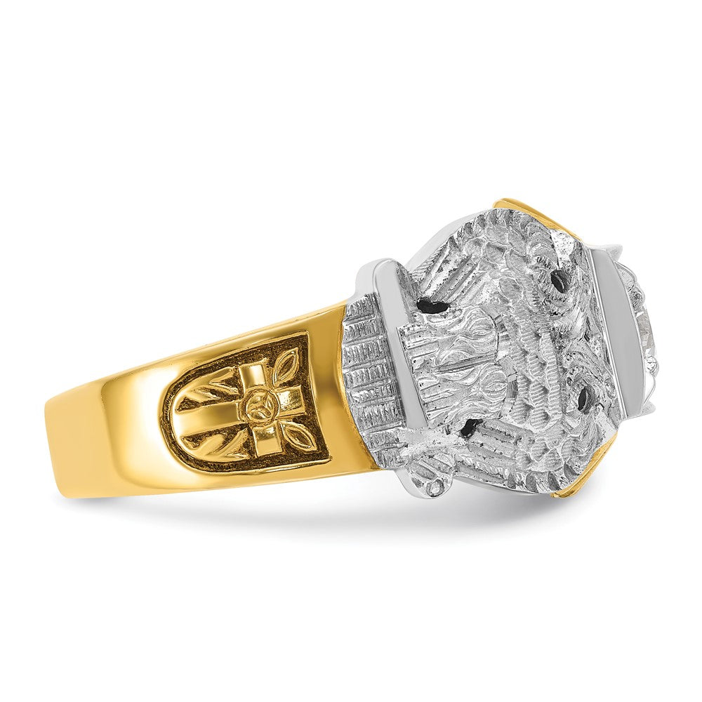 IBGoodman 14k Two-tone Men's Polished and Textured Double Eagle Masonic Shriner's Ring Mounting