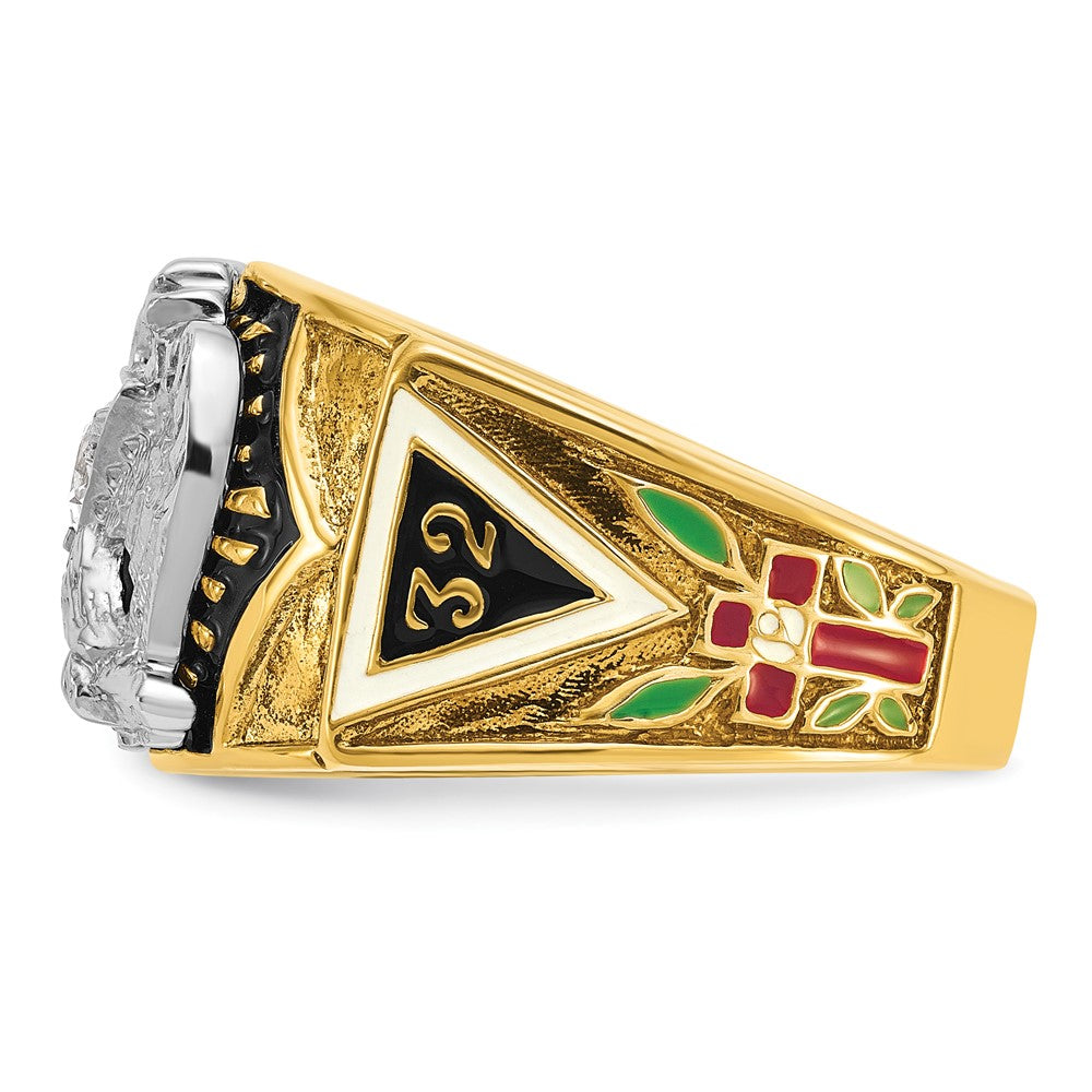 IBGoodman 14k Two-tone Men's Polished and Textured 32nd Degree Scottish Rite Masonic Ring Mounting