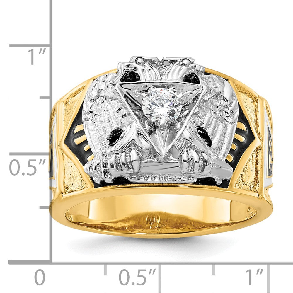 IBGoodman 14k Two-tone Men's Polished and Textured 32nd Degree Scottish Rite Masonic Ring Mounting