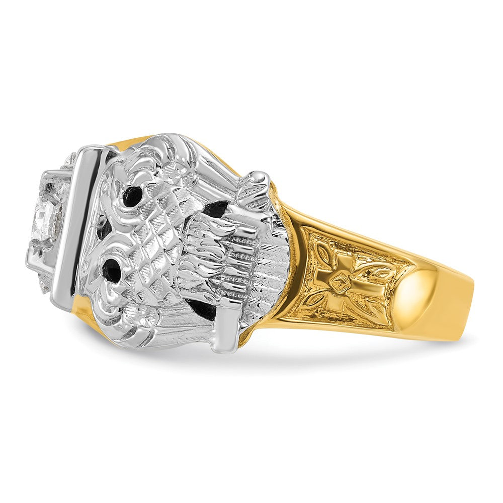 IBGoodman 14k Two-tone Men's Polished and Textured Double Eagle Masonic Shriner's Ring Mounting
