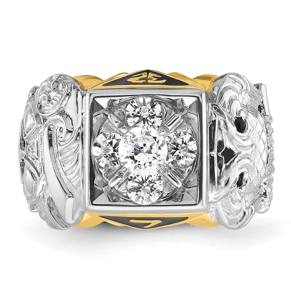 IBGoodman 14k Two-tone Men's Polished and Textured Double Eagle Masonic Shriner's Ring Mounting