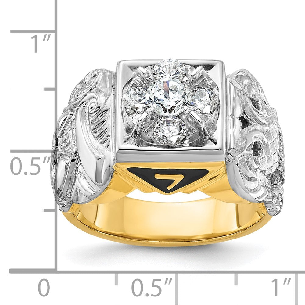 IBGoodman 14k Two-tone Men's Polished and Textured Double Eagle Masonic Shriner's Ring Mounting