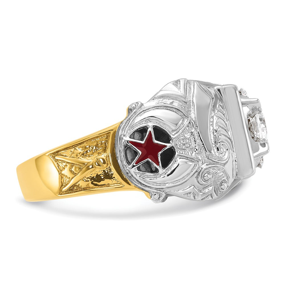IBGoodman 14k Two-tone Men's Polished and Textured Double Eagle Masonic Shriner's Ring Mounting