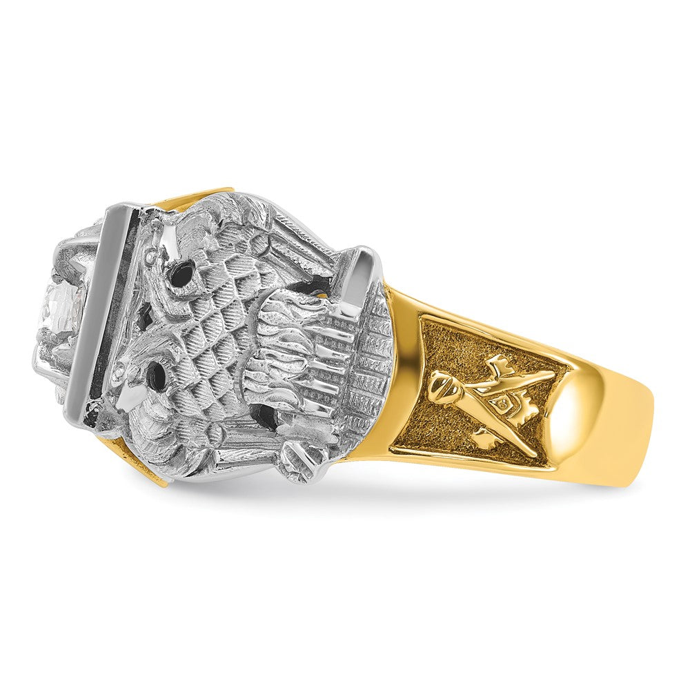 IBGoodman 14k Two-tone Men's Polished and Textured 32nd Degree Scottish Rite Masonic Ring Mounting