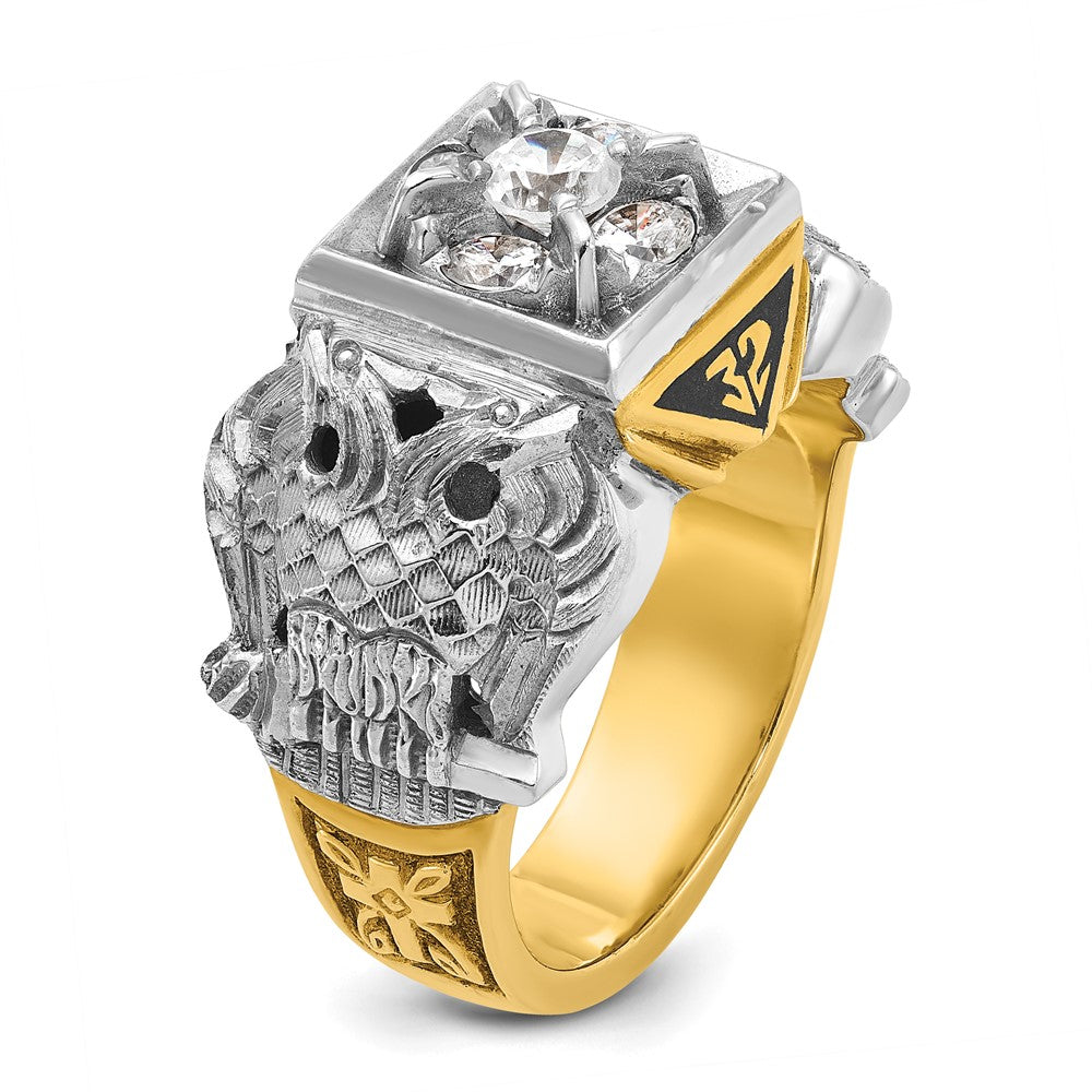 IBGoodman 14k Two-tone Men's Polished and Textured 32nd Degree Scottish Rite Masonic Ring Mounting