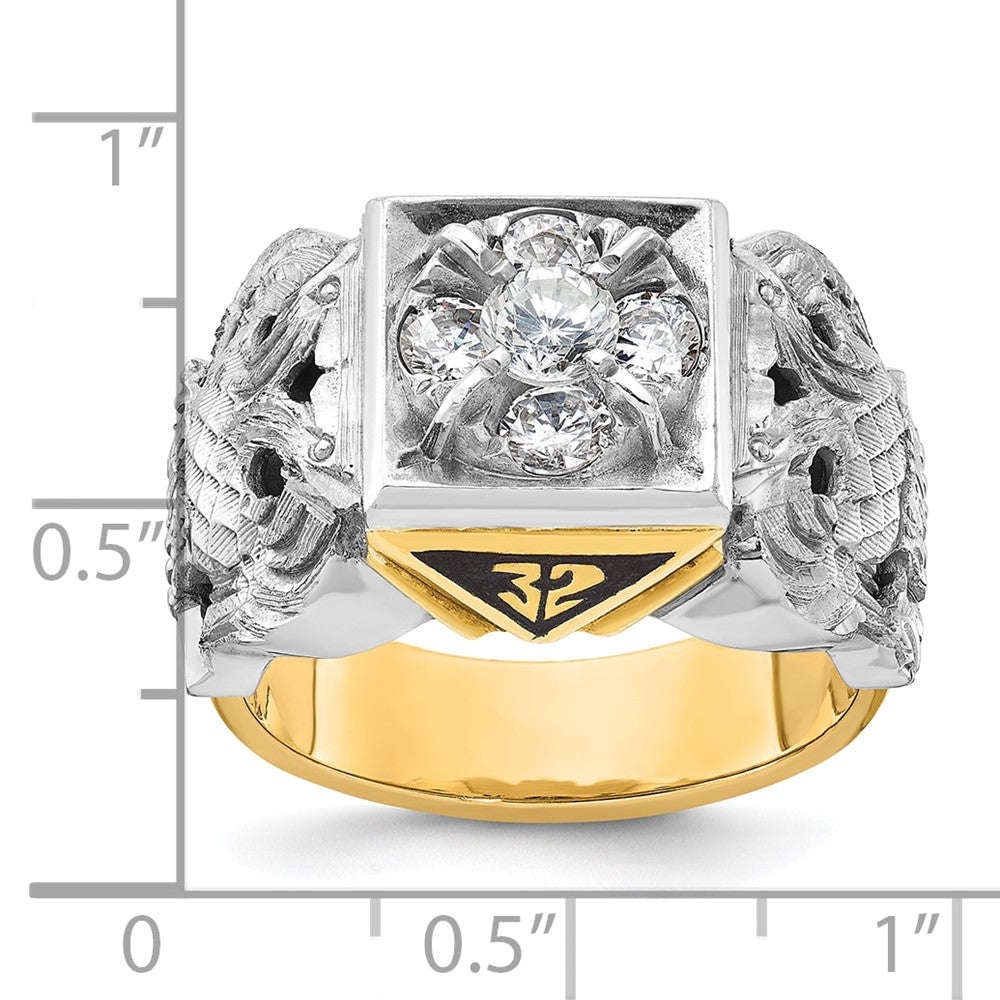 IBGoodman 14k Two-tone Men's Polished and Textured 32nd Degree Scottish Rite Masonic Ring Mounting