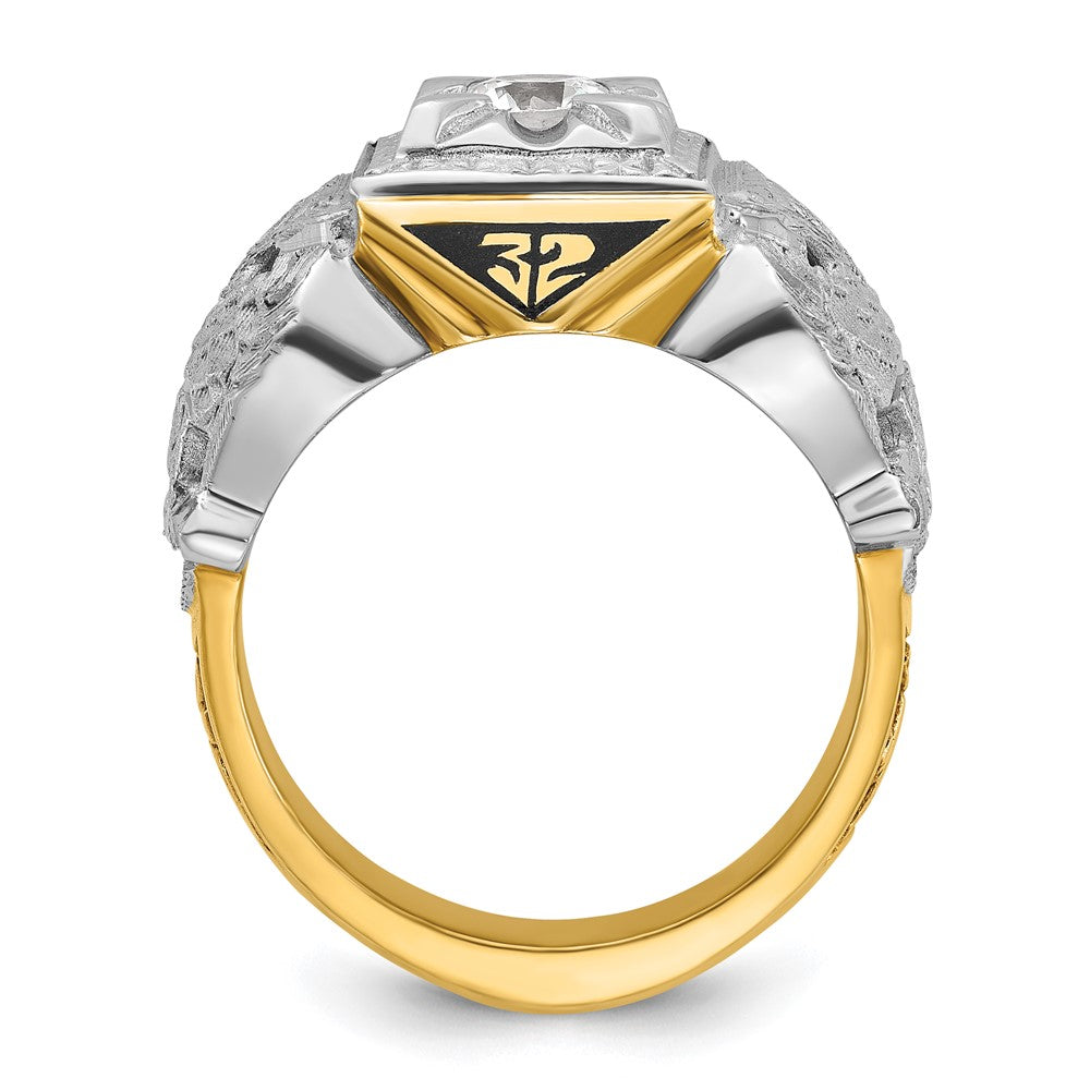 IBGoodman 14k Two-tone Men's Polished and Textured 32nd Degree Scottish Rite Masonic Ring Mounting