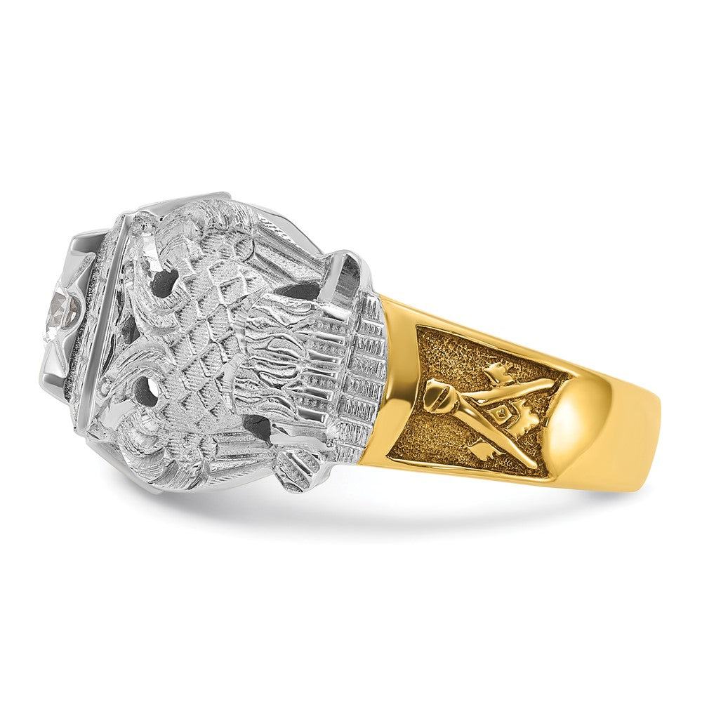 IBGoodman 14k Two-tone Men's Polished and Textured 32nd Degree Scottish Rite Masonic Ring Mounting