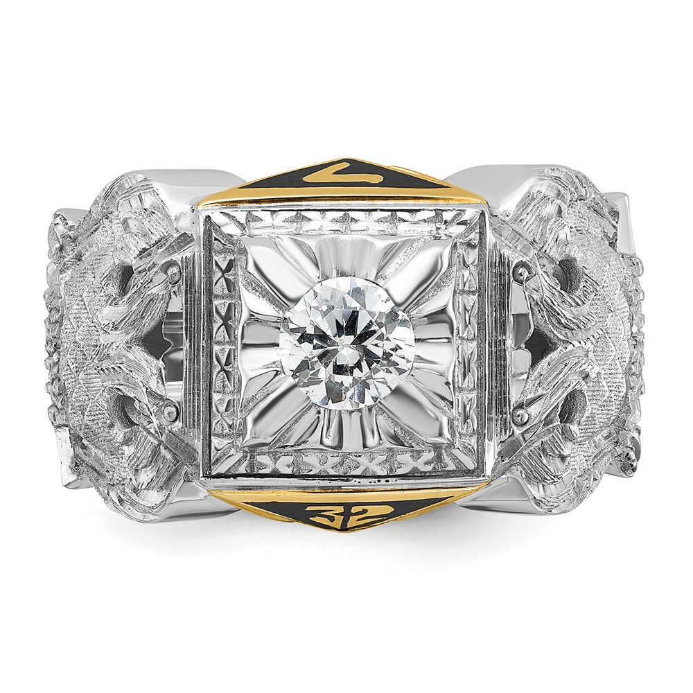 IBGoodman 14k Two-tone Men's Polished and Textured 32nd Degree Scottish Rite Masonic Ring Mounting