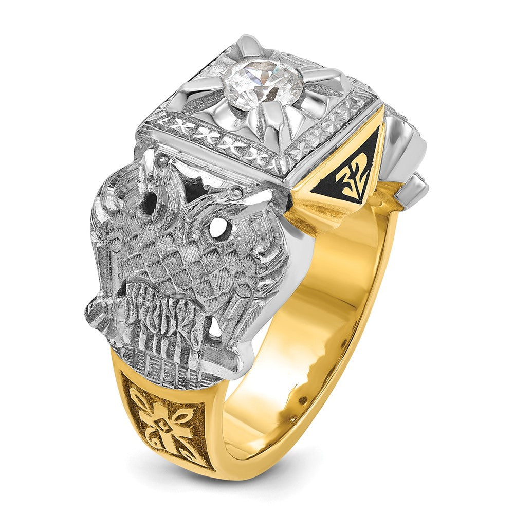 IBGoodman 14k Two-tone Men's Polished and Textured 32nd Degree Scottish Rite Masonic Ring Mounting