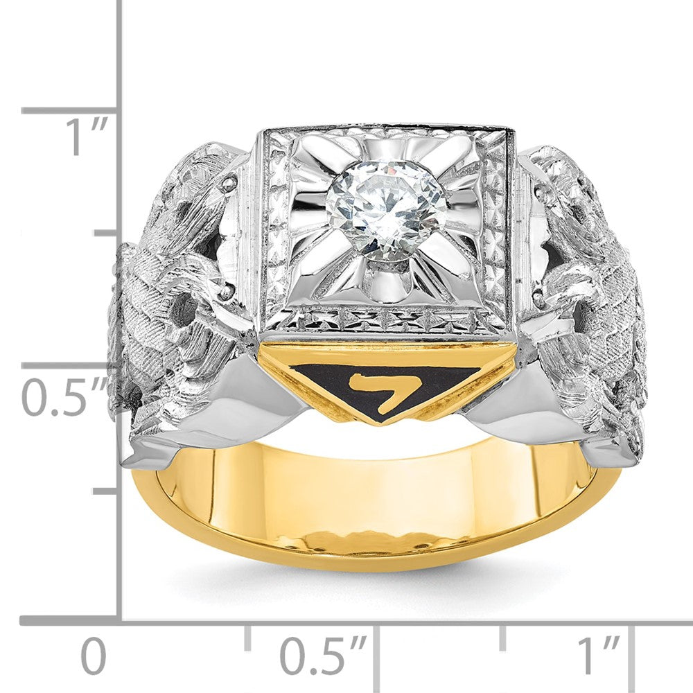 IBGoodman 14k Two-tone Men's Polished and Textured with Black Enamel and Diamond 32nd Degree Scottish Rite Masonic Ring