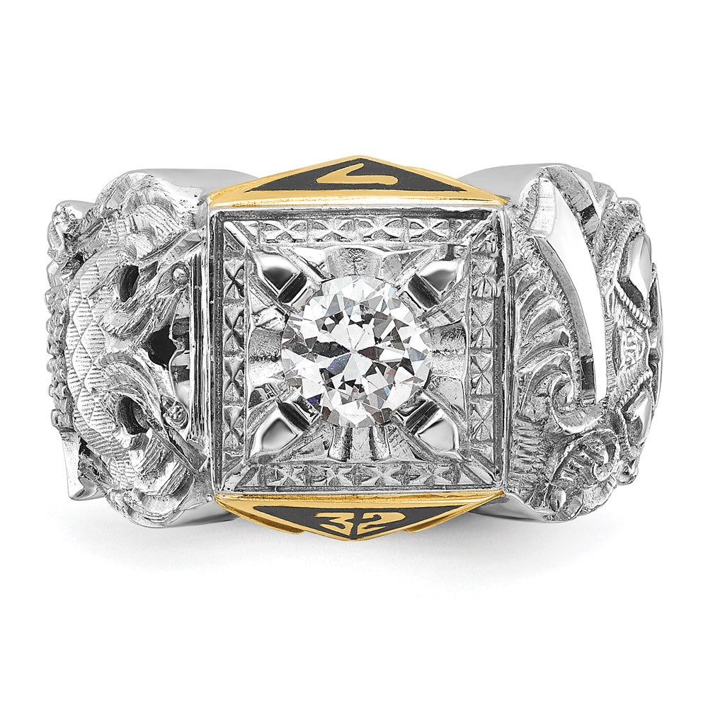IBGoodman 14k Two-tone Men's Polished and Textured Double Eagle Masonic Shriner's Ring Mounting