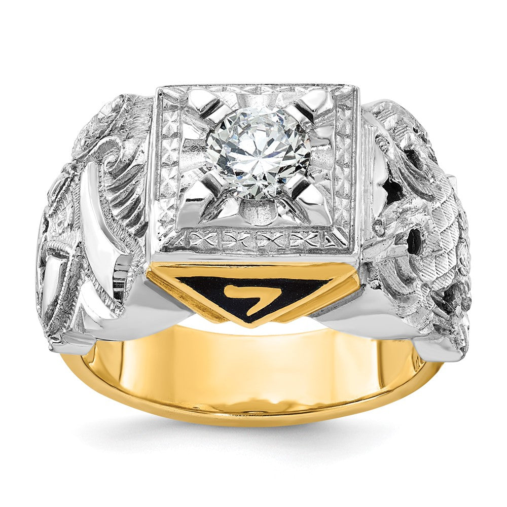 IBGoodman 14k Two-tone Men's Polished and Textured Double Eagle Masonic Shriner's Ring Mounting
