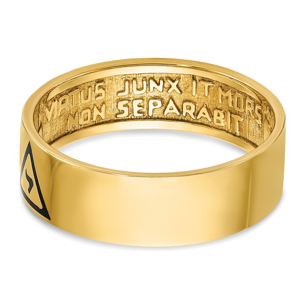 IBGoodman 14k Men's Polished with Black Enamel 14th Degree Grand Elect Masonic Ring