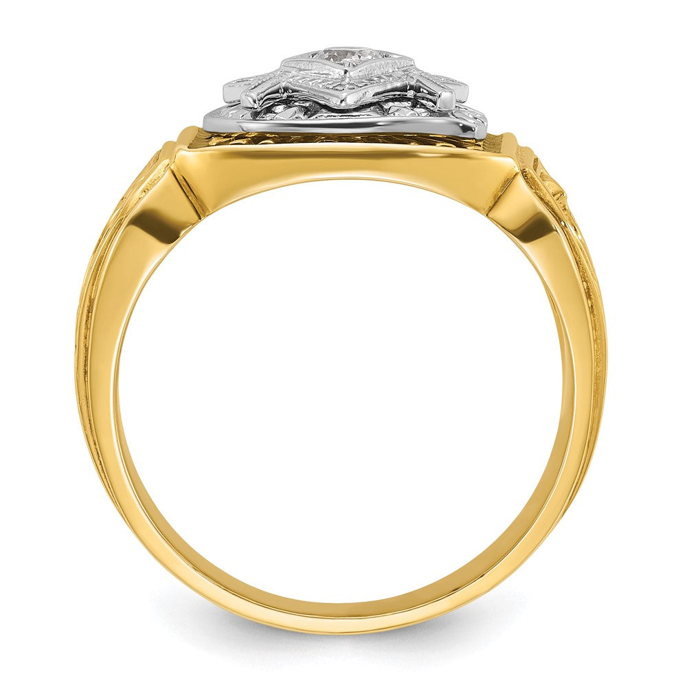 IBGoodman 14k Two-tone Men's Polished and Textured Blue Lodge Master Masonic Ring Mounting