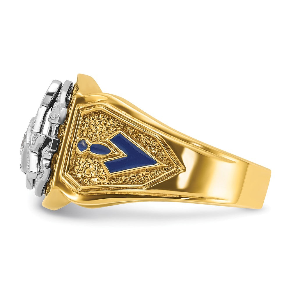 IBGoodman 14k Two-tone Men's Polished and Textured Blue Lodge Master Masonic Ring Mounting