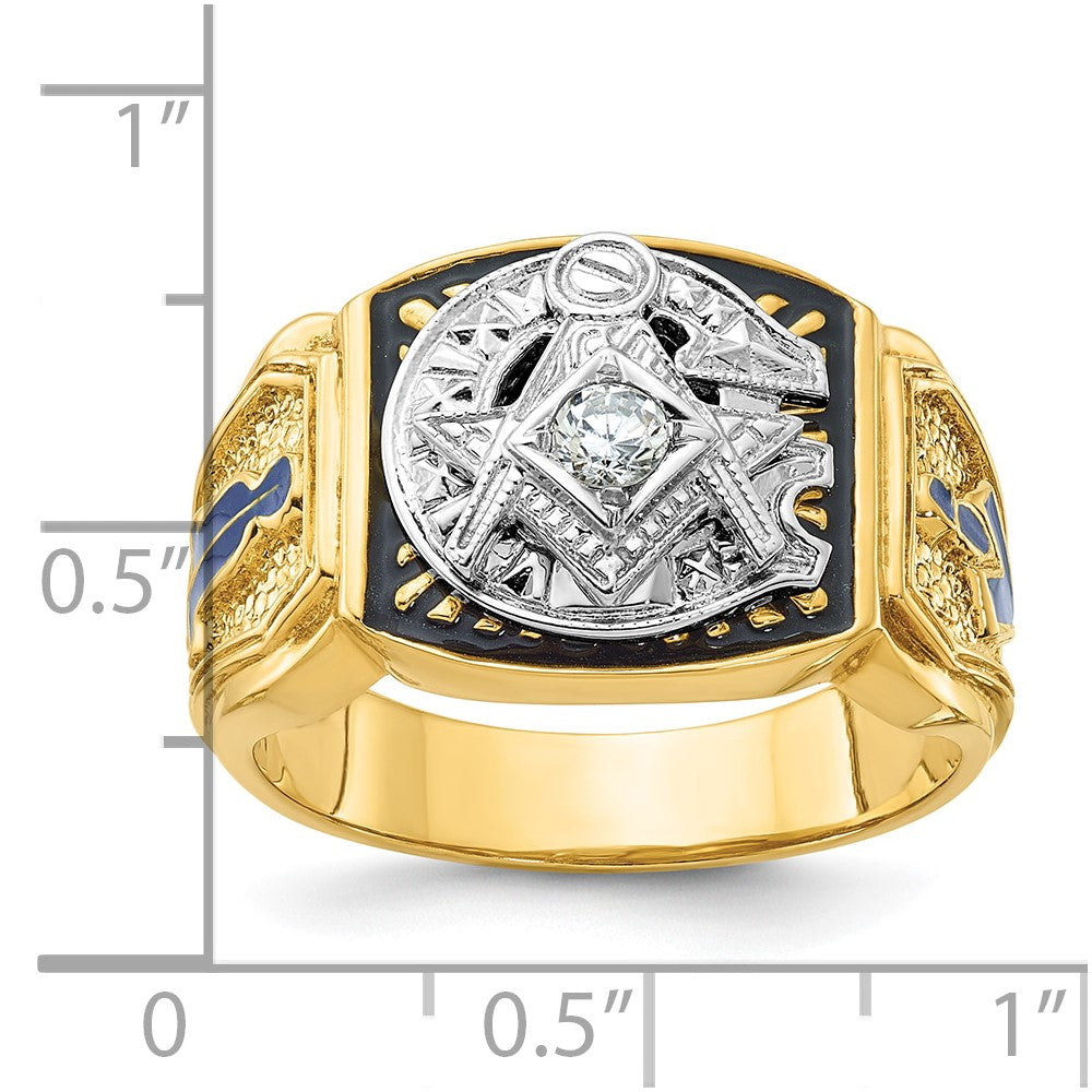 IBGoodman 14k Two-tone Men's Polished and Textured Blue Lodge Master Masonic Ring Mounting