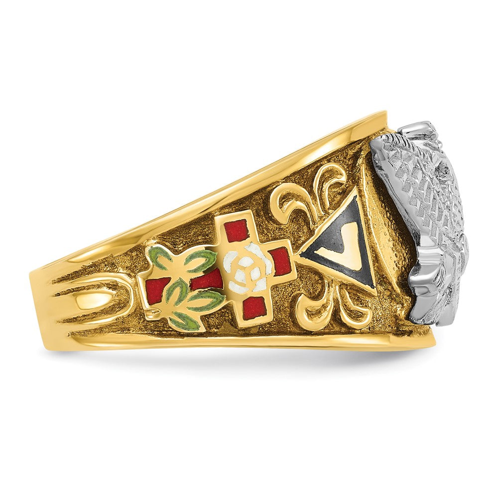 IBGoodman 14k Two-tone Men's Polished and Textured with Multi-color Enamel Active 33rd Degree Masonic Ring