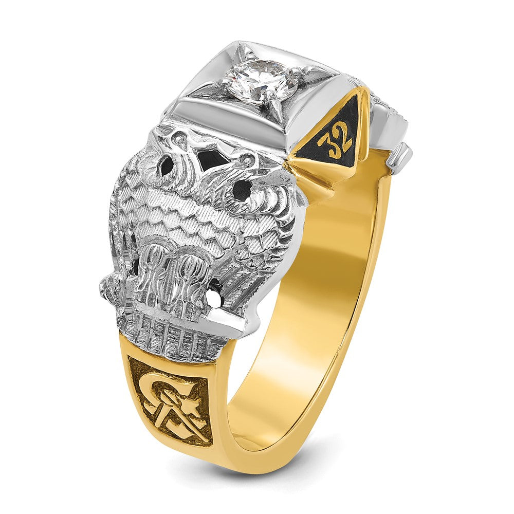 IBGoodman 10k Two-tone Men's Polished and Textured 32nd Degree Scottish Rite Masonic Ring Mounting