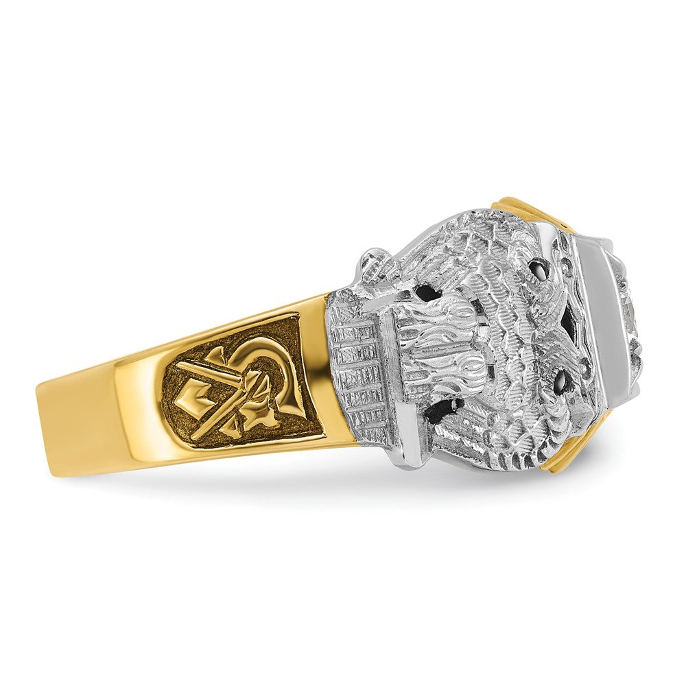 IBGoodman 14k Two-tone Men's Polished and Textured with Black Enamel and Diamond 32nd Degree Scottish Rite Masonic Ring