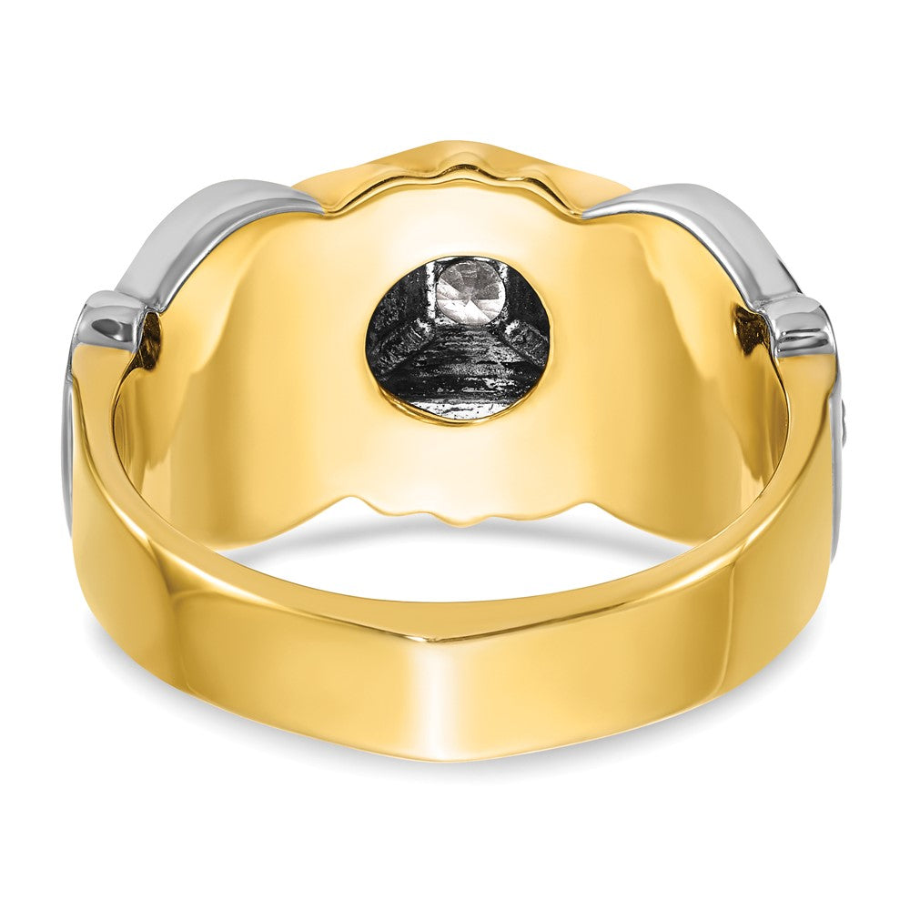 IBGoodman 14k Two-tone Men's Polished and Textured with Blue Enamel and Diamond Blue Lodge Master Masonic Ring
