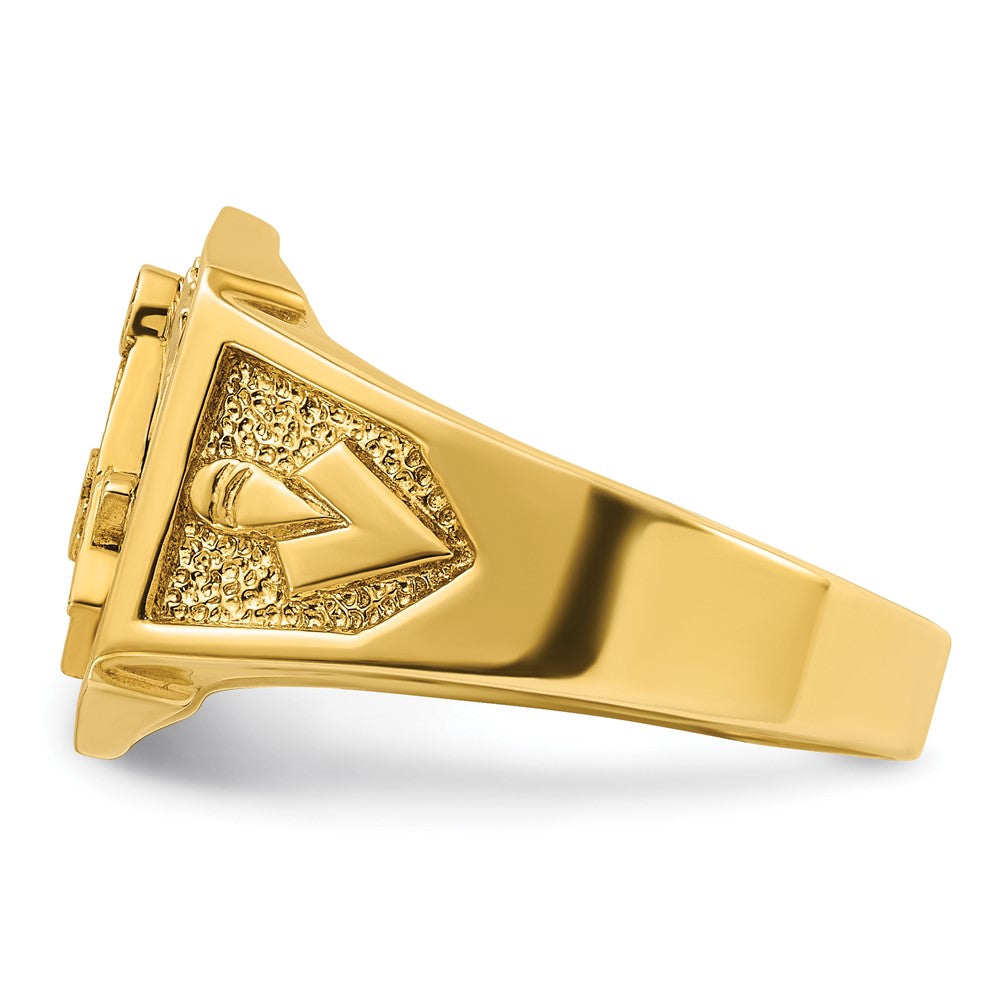 IBGoodman 14k Two-tone Men's Polished and Textured Sun Ray Blue Lodge Master Masonic Ring