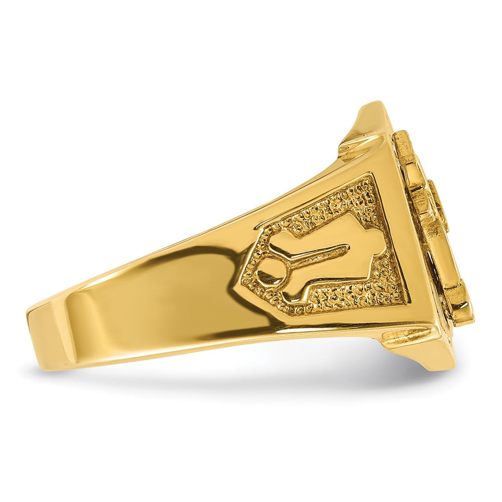 IBGoodman 14k Two-tone Men's Polished and Textured Sun Ray Blue Lodge Master Masonic Ring