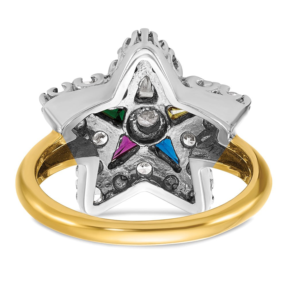 IBGoodman 14k Two-tone Women's Polished and Beaded Eastern Star Masonic Ring Mounting