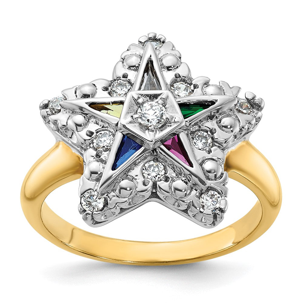 IBGoodman 14k Two-tone Women's Polished and Beaded Eastern Star Masonic Ring Mounting