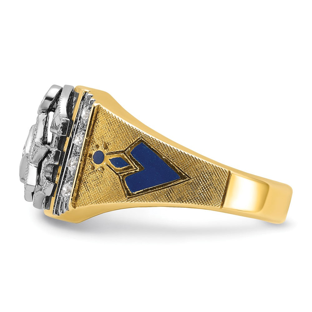 IBGoodman 14k Two-tone Men's Polished and Textured Blue Lodge Master Masonic Ring Mounting