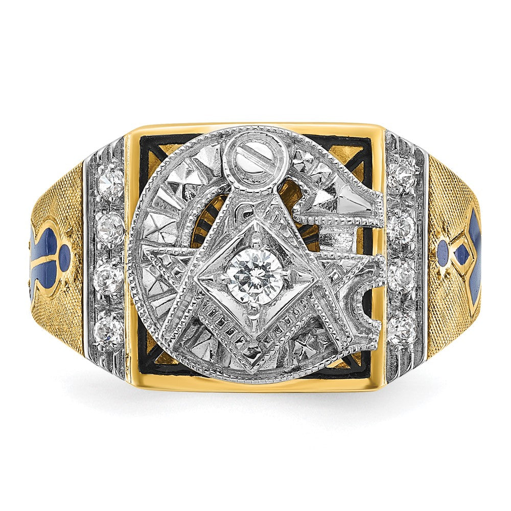 IBGoodman 14k Two-tone Men's Polished and Textured Blue Lodge Master Masonic Ring Mounting