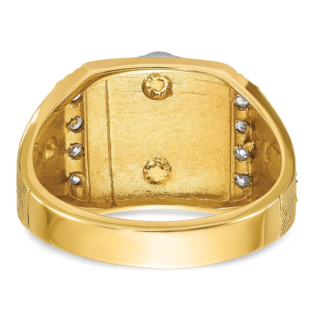 IBGoodman 14k Two-tone Men's Polished and Textured Blue Lodge Master Masonic Ring Mounting