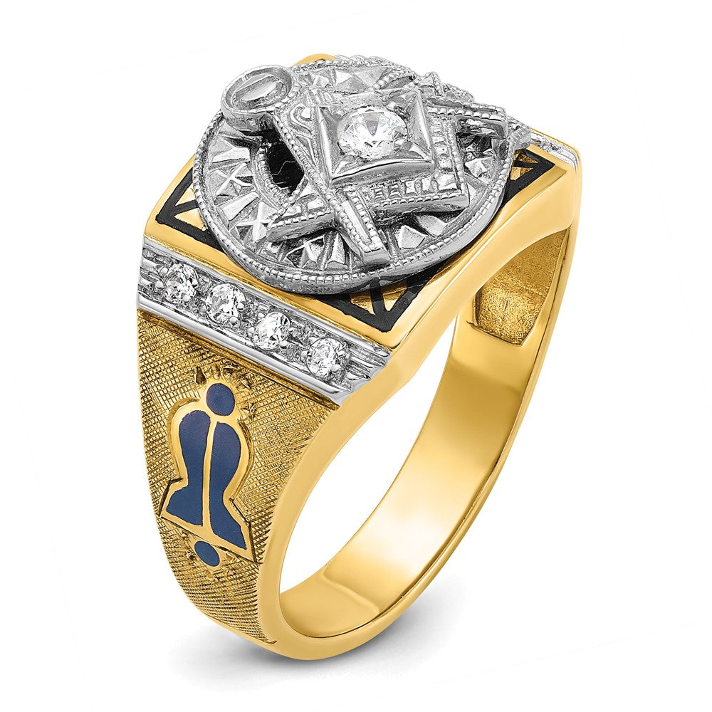 IBGoodman 14k Two-tone Men's Polished and Textured Blue Lodge Master Masonic Ring Mounting