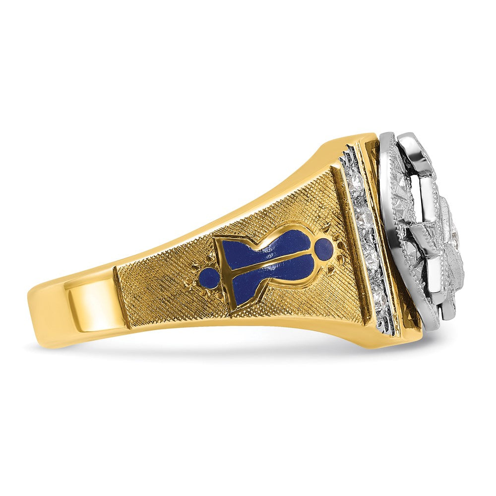 IBGoodman 14k Two-tone Men's Polished and Textured Blue Lodge Master Masonic Ring Mounting