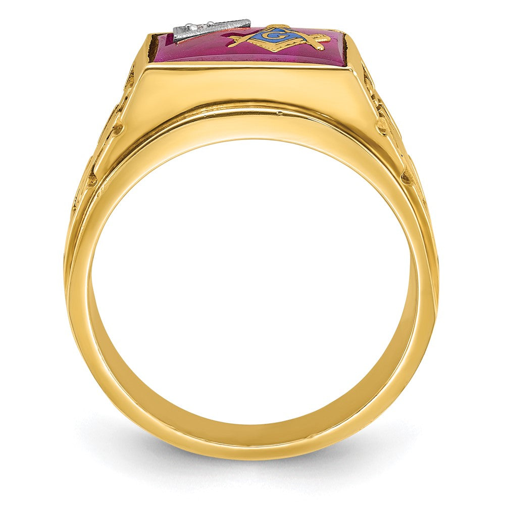 IBGoodman 14k Two-tone Men's Polished and Textured Blue Lodge Master Masonic Ring Mounting