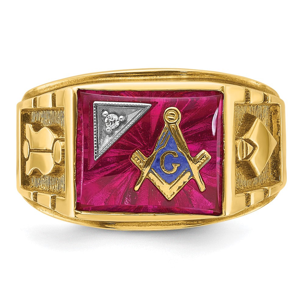 IBGoodman 14k Two-tone Men's Polished and Textured Blue Lodge Master Masonic Ring Mounting