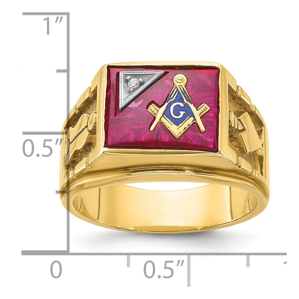 IBGoodman 14k Two-tone Men's Polished and Textured Blue Lodge Master Masonic Ring Mounting