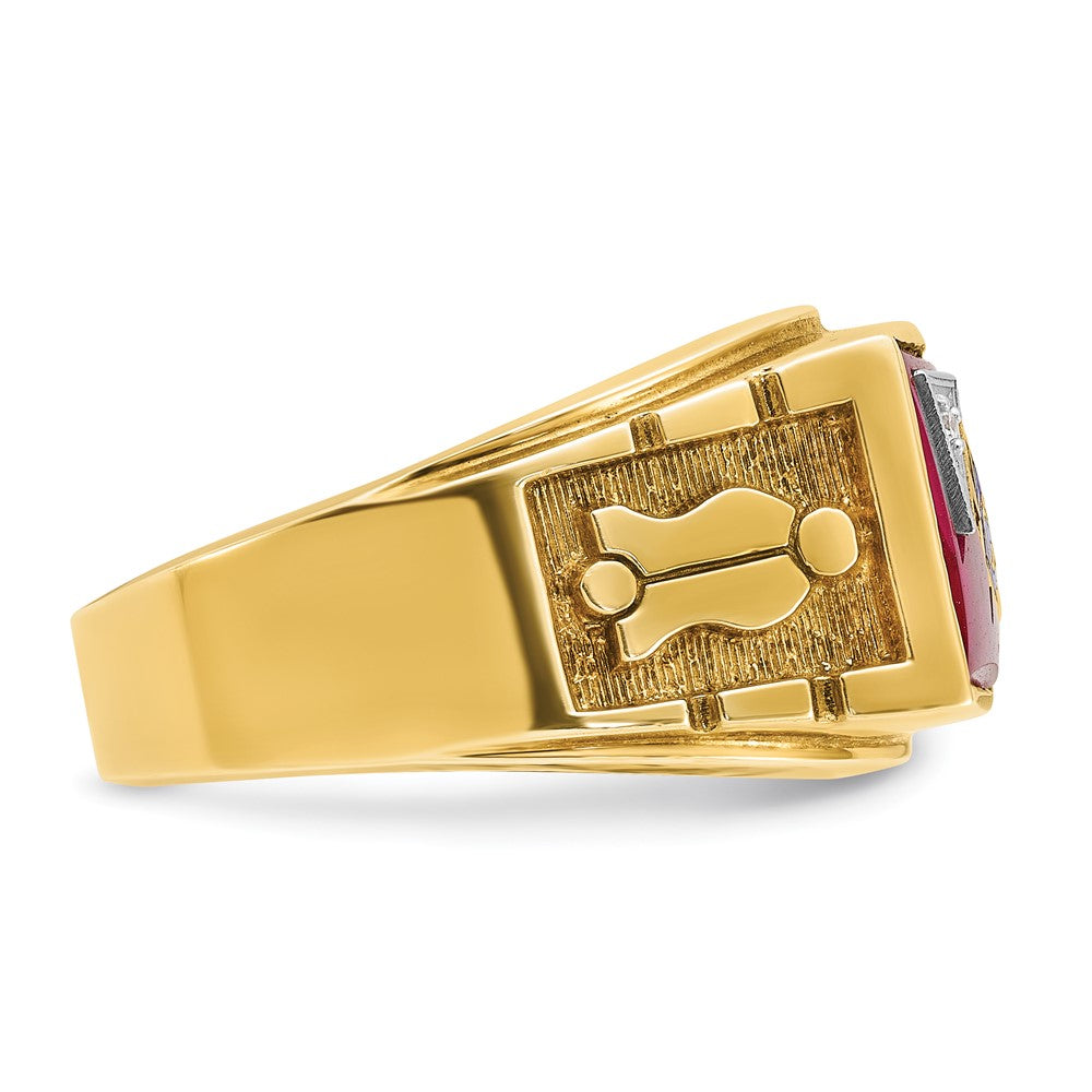 IBGoodman 14k Two-tone Men's Polished and Textured Blue Lodge Master Masonic Ring Mounting