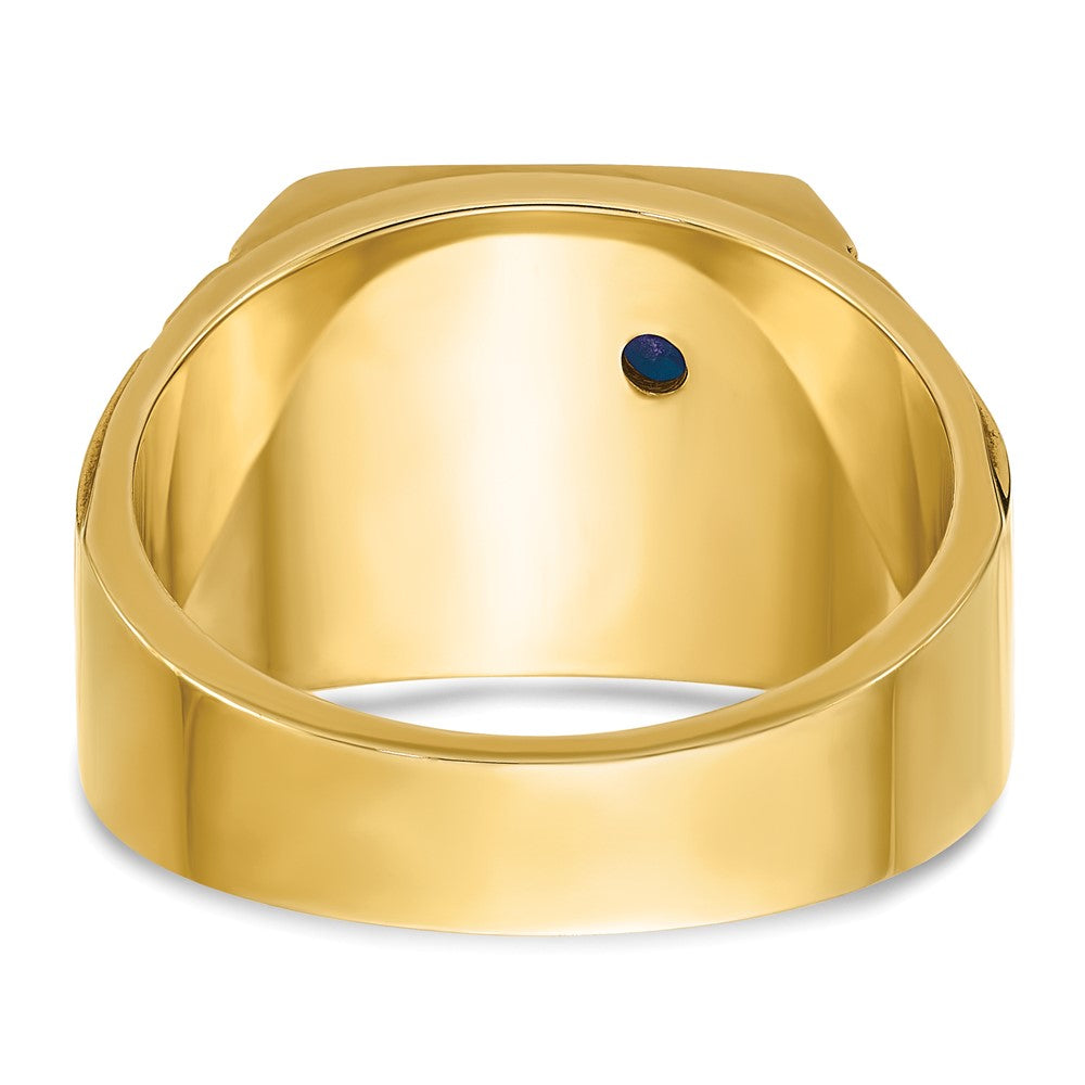 IBGoodman 14k Two-tone Men's Polished and Textured with Lab Created Sapphire and Diamond Blue Lodge Master Masonic Ring