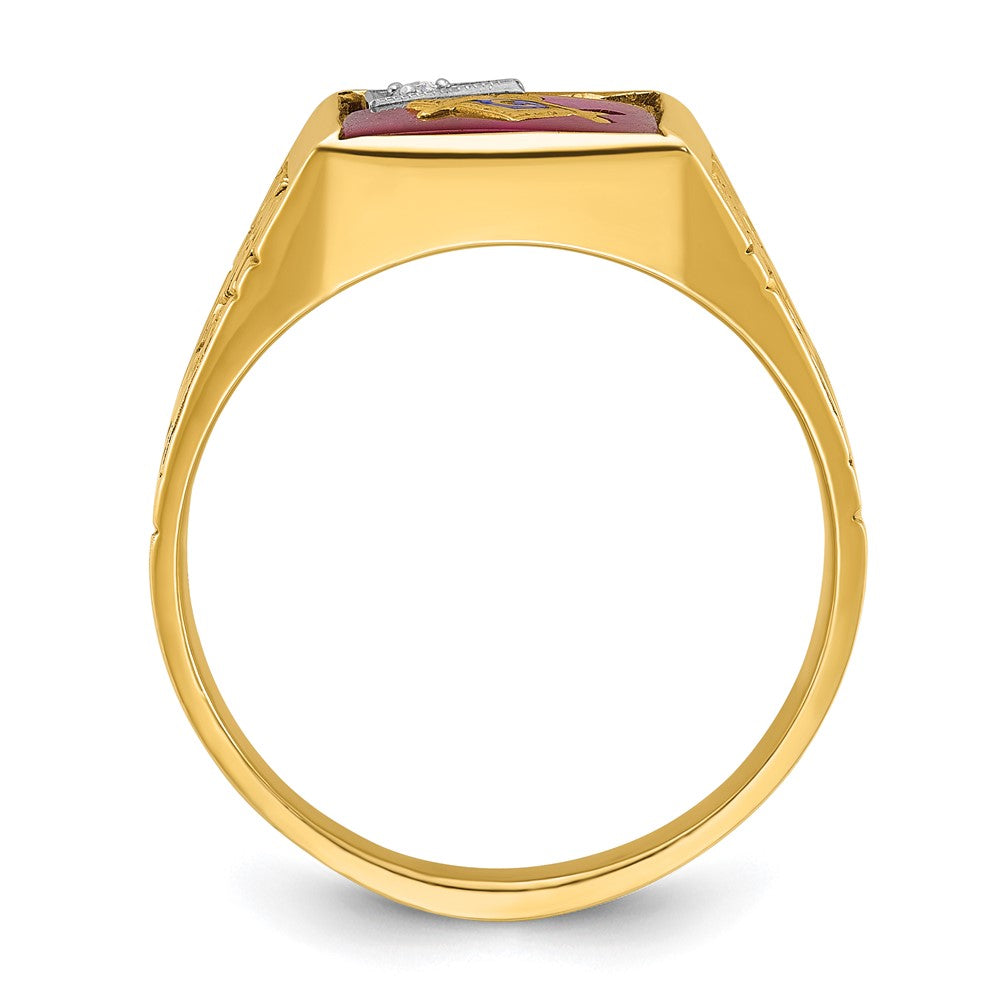 IBGoodman 10k Two-tone Men's Polished and Textured Blue Lodge Master Masonic Ring Mounting
