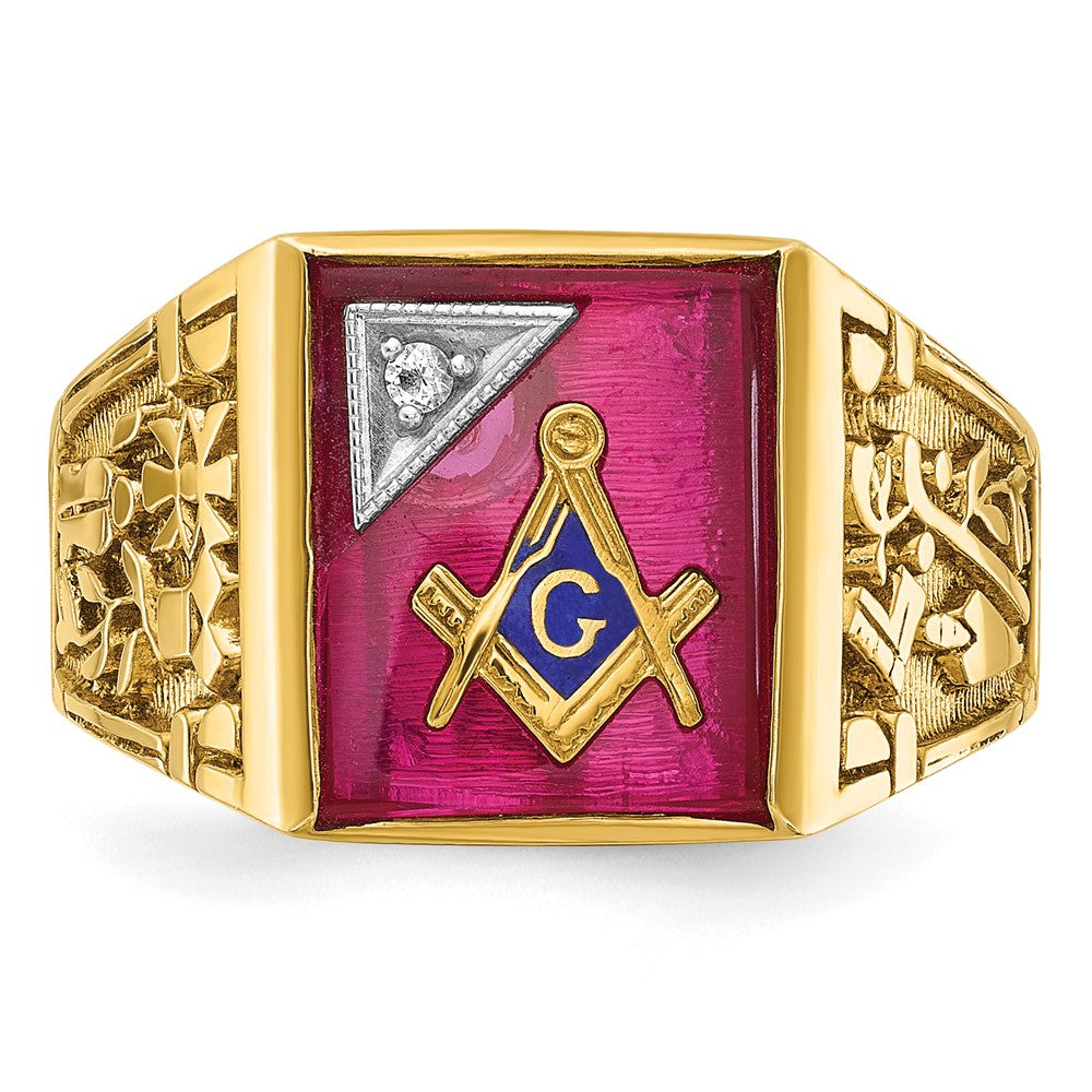 IBGoodman 10k Two-tone Men's Polished and Textured Blue Lodge Master Masonic Ring Mounting