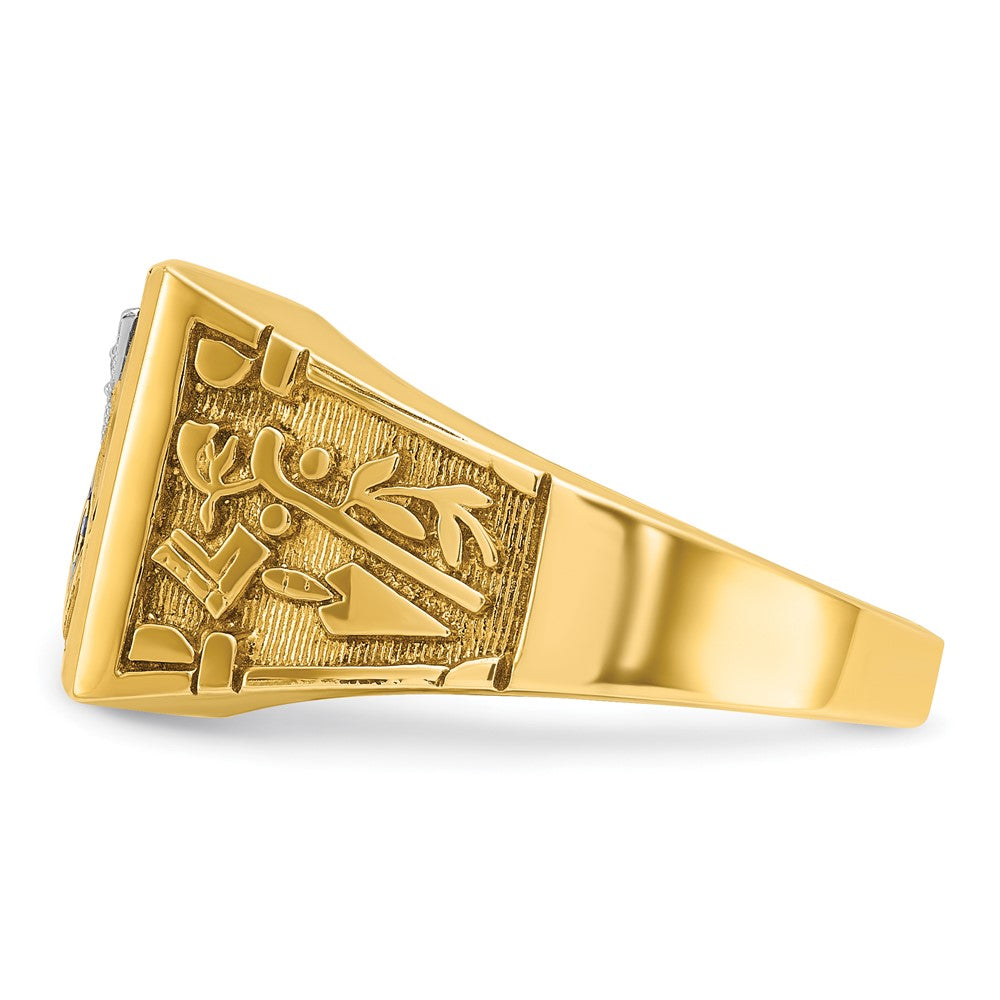 IBGoodman 14k Two-tone Men's Polished and Textured Blue Lodge Master Masonic Ring Mounting