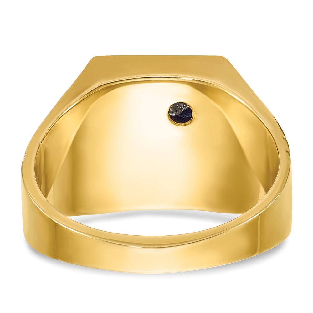 IBGoodman 14k Two-tone Men's Polished and Textured with Lab Created Sapphire and Diamond Blue Lodge Master Masonic Ring