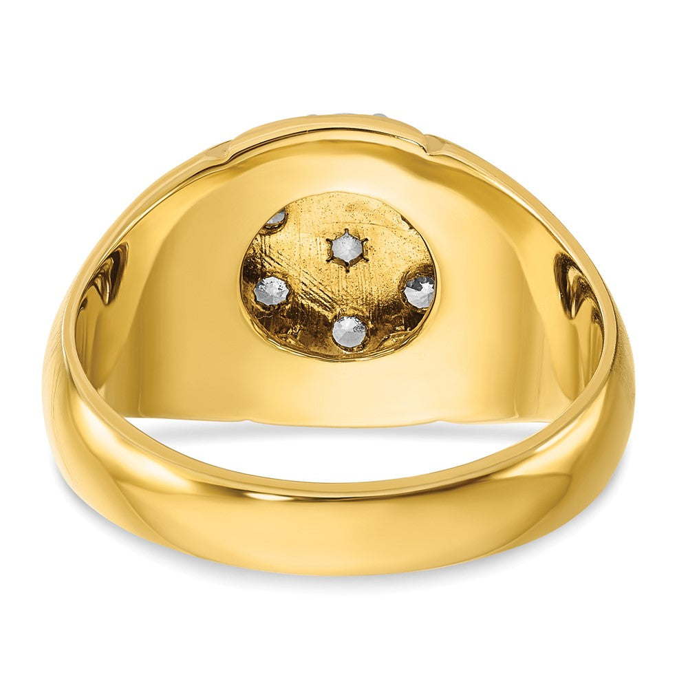 IBGoodman 14k Two-tone with White Rhodium Men's Polished Satin and Grooved 1 Carat AA Quality Diamond Round Cluster Ring