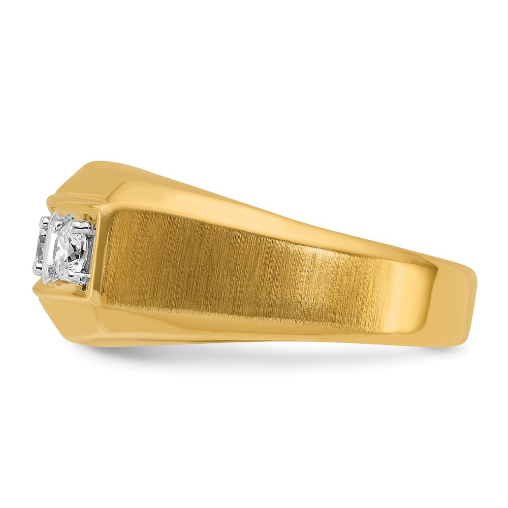 IBGoodman 14k Two-tone Men's Polished and Satin 3-Stone 1/2 Carat AA Quality Diamond Ring