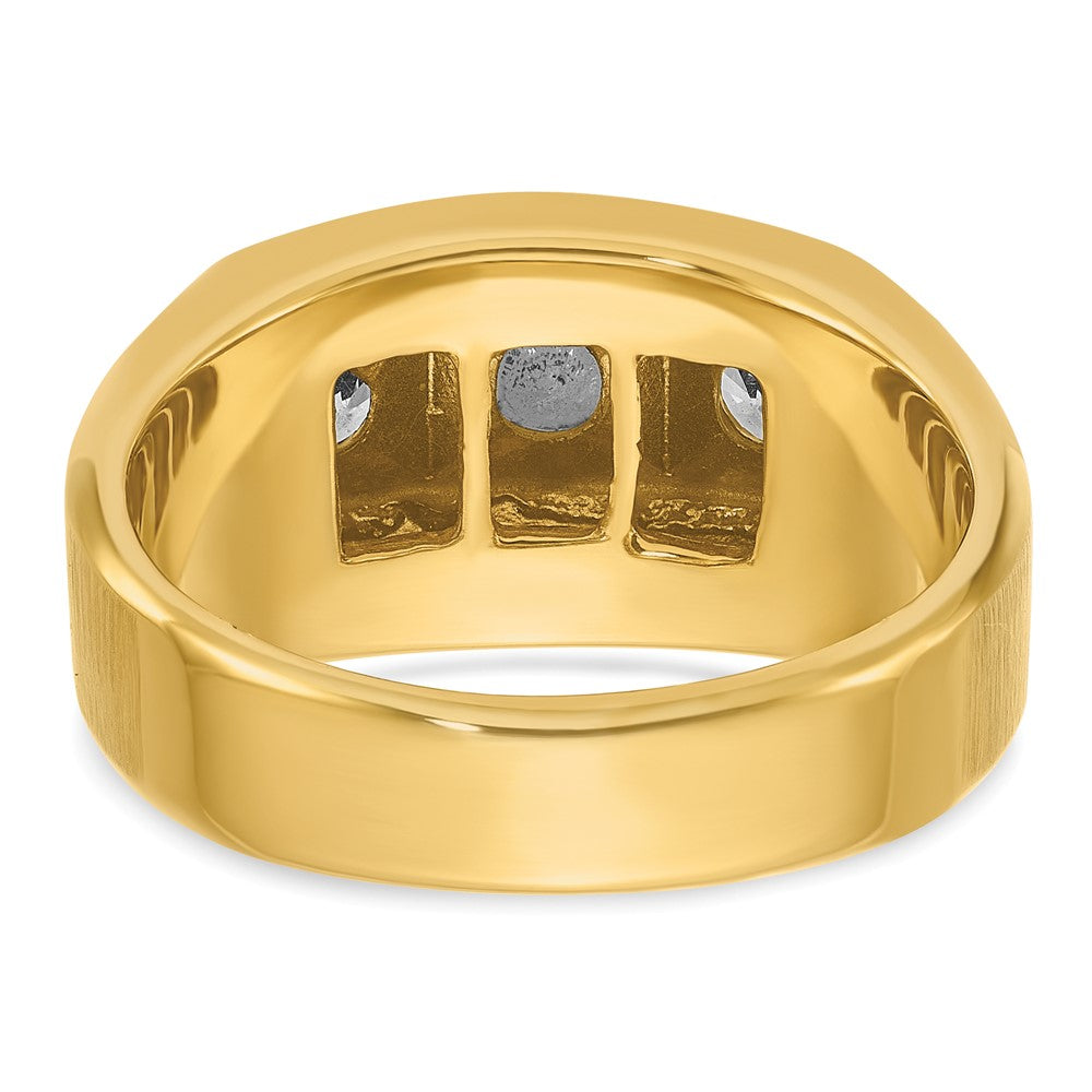 IBGoodman 14k Two-tone Men's Polished and Satin 3-Stone 1/2 Carat AA Quality Diamond Ring